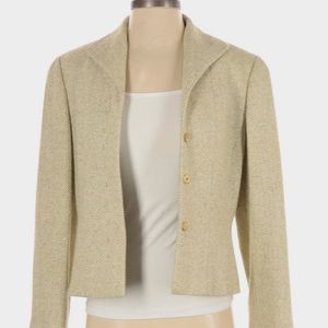 Silk Carlisle Green & White Silk Blazer Jacket 8